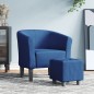 vidaXL Sillón con taburete tela azul vidaXL Sillón con taburete tela azul