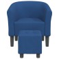 vidaXL Sillón con taburete tela azul vidaXL Sillón con taburete tela azul