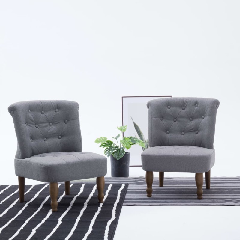 vidaXL Sillones franceses 2 unidades de tela gris claro vidaXL Sillones franceses 2 unidades de tela gris claro