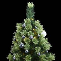 vidaXL Árbol Navidad artificial con bisagras 150 LED y bolas 120 cm