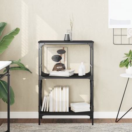vidaXL Librería de 3 estantes madera ingeniería negro 56x35x90,5 cm
