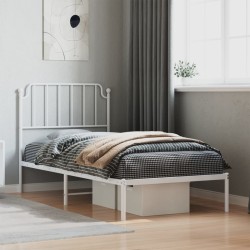 vidaXL Estructura de cama de metal con cabecero blanco 90x190 cm