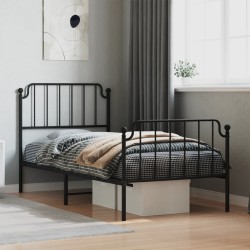 vidaXL Estructura de cama con cabecero y estribo metal negro 90x200 cm