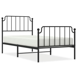 vidaXL Estructura de cama con cabecero y estribo metal negro 90x200 cm