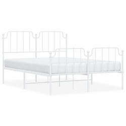 vidaXL Estructura cama metal con cabecero y estribo blanco 150x200 cm