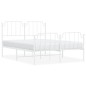 vidaXL Estructura cama metal con cabecero y estribo blanco 150x200 cm vidaXL Estructura cama metal con cabecero y estribo blanco 150x200 cm