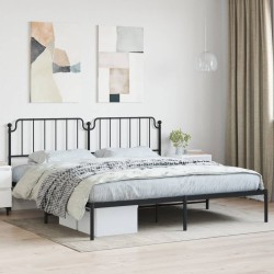 vidaXL Estructura de cama con cabecero metal negro 193x203 cm