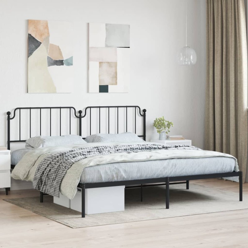 vidaXL Estructura de cama con cabecero metal negro 193x203 cm vidaXL Estructura de cama con cabecero metal negro 193x203 cm