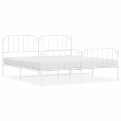 vidaXL Estructura cama metal con cabecero y estribo blanco 200x200 cm