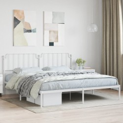 vidaXL Estructura de cama de metal con cabecero blanco 193x203 cm