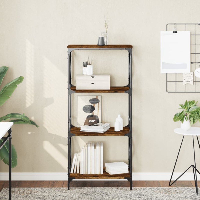 vidaXL Librería 4 estantes madera ingeniería roble ahumado 59x35x132cm vidaXL Librería 4 estantes madera ingeniería roble ahumado 59x35x132cm