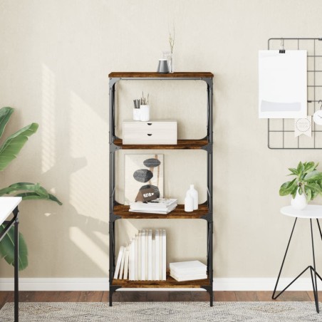 vidaXL Librería 4 estantes madera ingeniería roble ahumado 59x35x132cm