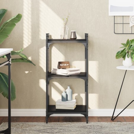 vidaXL Librería de 3 estantes madera de ingeniería negro 40x30x86 cm