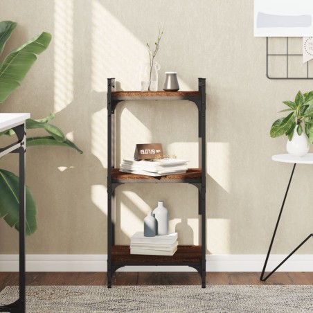 vidaXL Librería 3 estantes madera ingeniería roble marrón 40x30x86 cm