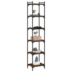 vidaXL Librería 6 estantes madera ingeniería roble ahumado 40x30x188cm