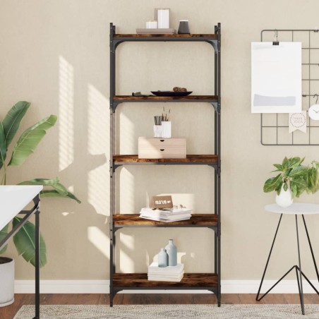 vidaXL Librería 5 estantes madera ingeniería roble ahumado 60x30x154cm