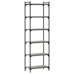 vidaXL Librería 6 estantes madera ingeniería gris Sonoma 60x30x188 cm