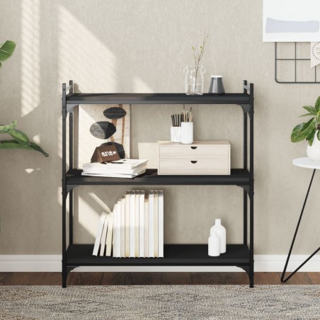 vidaXL Librería de 3 estantes madera de ingeniería negro 80x30x86 cm