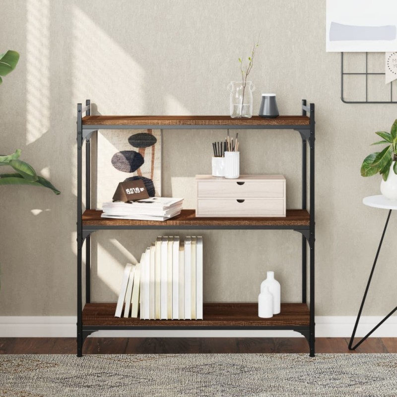 vidaXL Librería 3 estantes madera ingeniería roble marrón 80x30x86 cm vidaXL Librería 3 estantes madera ingeniería roble marrón 80x30x86 cm