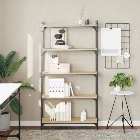 vidaXL Librería 5 estantes madera ingeniería roble Sonoma 80x30x154 cm