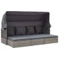 vidaXL Tumbona cama jardín con techo ratán sintético gris vidaXL Tumbona cama jardín con techo ratán sintético gris