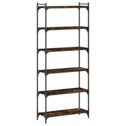vidaXL Librería 6 estantes madera ingeniería roble ahumado 80x30x188cm