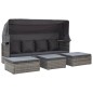 vidaXL Tumbona cama jardín con techo ratán sintético gris vidaXL Tumbona cama jardín con techo ratán sintético gris