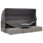 vidaXL Tumbona cama jardín con techo ratán sintético gris vidaXL Tumbona cama jardín con techo ratán sintético gris