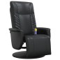 vidaXL Sillón reclinable masaje con reposapiés cuero sintético negro vidaXL Sillón reclinable masaje con reposapiés cuero sintético negro