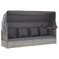 vidaXL Tumbona cama jardín con techo ratán sintético gris vidaXL Tumbona cama jardín con techo ratán sintético gris