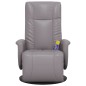 vidaXL Sillón reclinable de masaje con reposapiés cuero sintético gris vidaXL Sillón reclinable de masaje con reposapiés cuero sintético gris