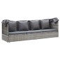 vidaXL Tumbona cama jardín con techo ratán sintético gris vidaXL Tumbona cama jardín con techo ratán sintético gris