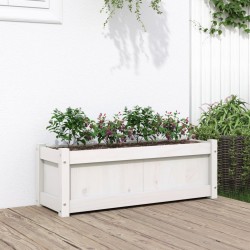 vidaXL Jardinera de madera maciza de pino blanca 90x31x31 cm