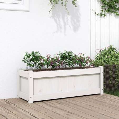 vidaXL Jardinera de madera maciza de pino blanca 90x31x31 cm