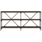 vidaXL Mesa consola hierro madera ingeniería roble marrón 160x30x75 cm vidaXL Mesa consola hierro madera ingeniería roble marrón 160x30x75 cm