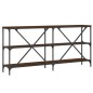 vidaXL Mesa consola hierro madera ingeniería roble marrón 160x30x75 cm vidaXL Mesa consola hierro madera ingeniería roble marrón 160x30x75 cm