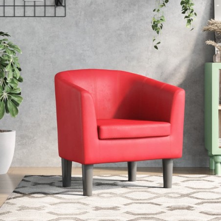 vidaXL Sillón cuero sintético rojo
