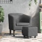 vidaXL Sillón con taburete cuero sintético gris vidaXL Sillón con taburete cuero sintético gris