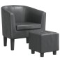vidaXL Sillón con taburete cuero sintético gris vidaXL Sillón con taburete cuero sintético gris