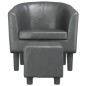 vidaXL Sillón con taburete cuero sintético gris vidaXL Sillón con taburete cuero sintético gris