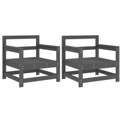 vidaXL Sillones de jardín 2 unidades madera maciza de pino gris