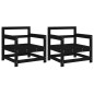 vidaXL Sillones de jardín 2 unidades madera maciza pino negro vidaXL Sillones de jardín 2 unidades madera maciza pino negro