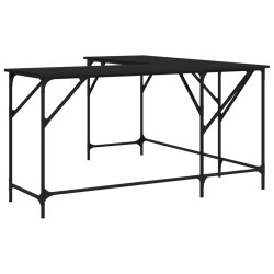 vidaXL Escritorio de madera de ingeniería negro 149x149x75 cm