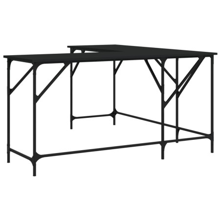 vidaXL Escritorio de madera de ingeniería negro 149x149x75 cm