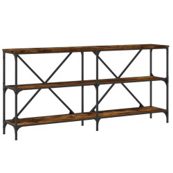 vidaXL Mesa consola hierro madera ingeniería roble ahumado 160x30x75cm