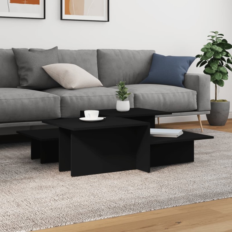 vidaXL Mesas de centro 2 uds madera contrachapada negra vidaXL Mesas de centro 2 uds madera contrachapada negra