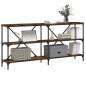 vidaXL Mesa consola hierro madera ingeniería roble ahumado 160x30x75cm