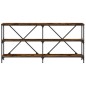 vidaXL Mesa consola hierro madera ingeniería roble ahumado 160x30x75cm
