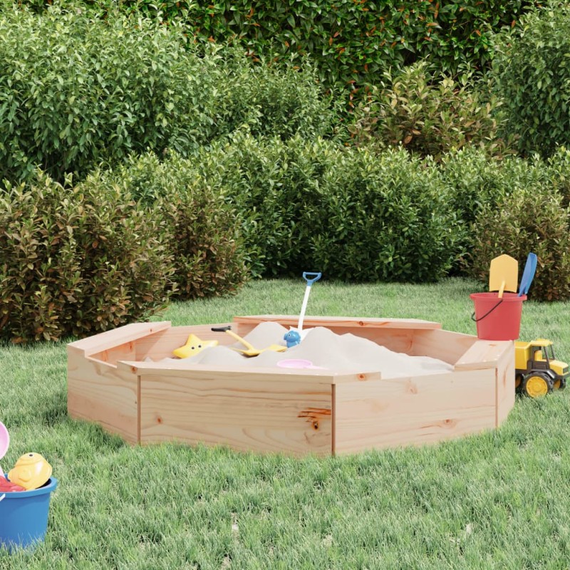 vidaXL Arenero con asientos octógono madera maciza de pino vidaXL Arenero con asientos octógono madera maciza de pino