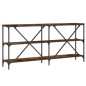 vidaXL Mesa consola hierro madera ingeniería roble ahumado 160x30x75cm
